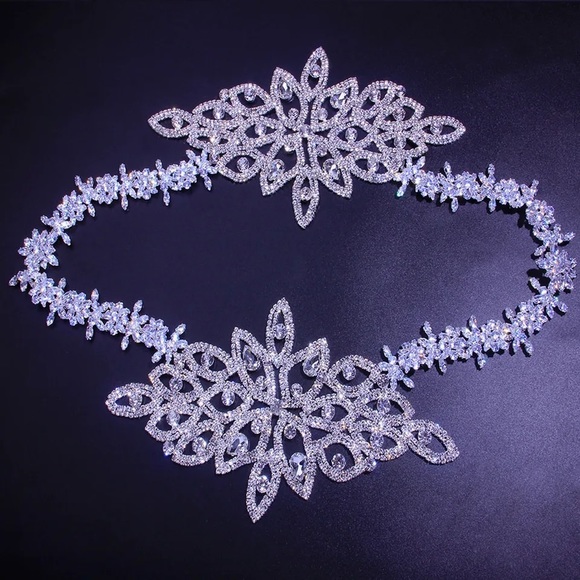 Bridal Crystal rhinestone shoulder necklace chain - Picture 4 of 6